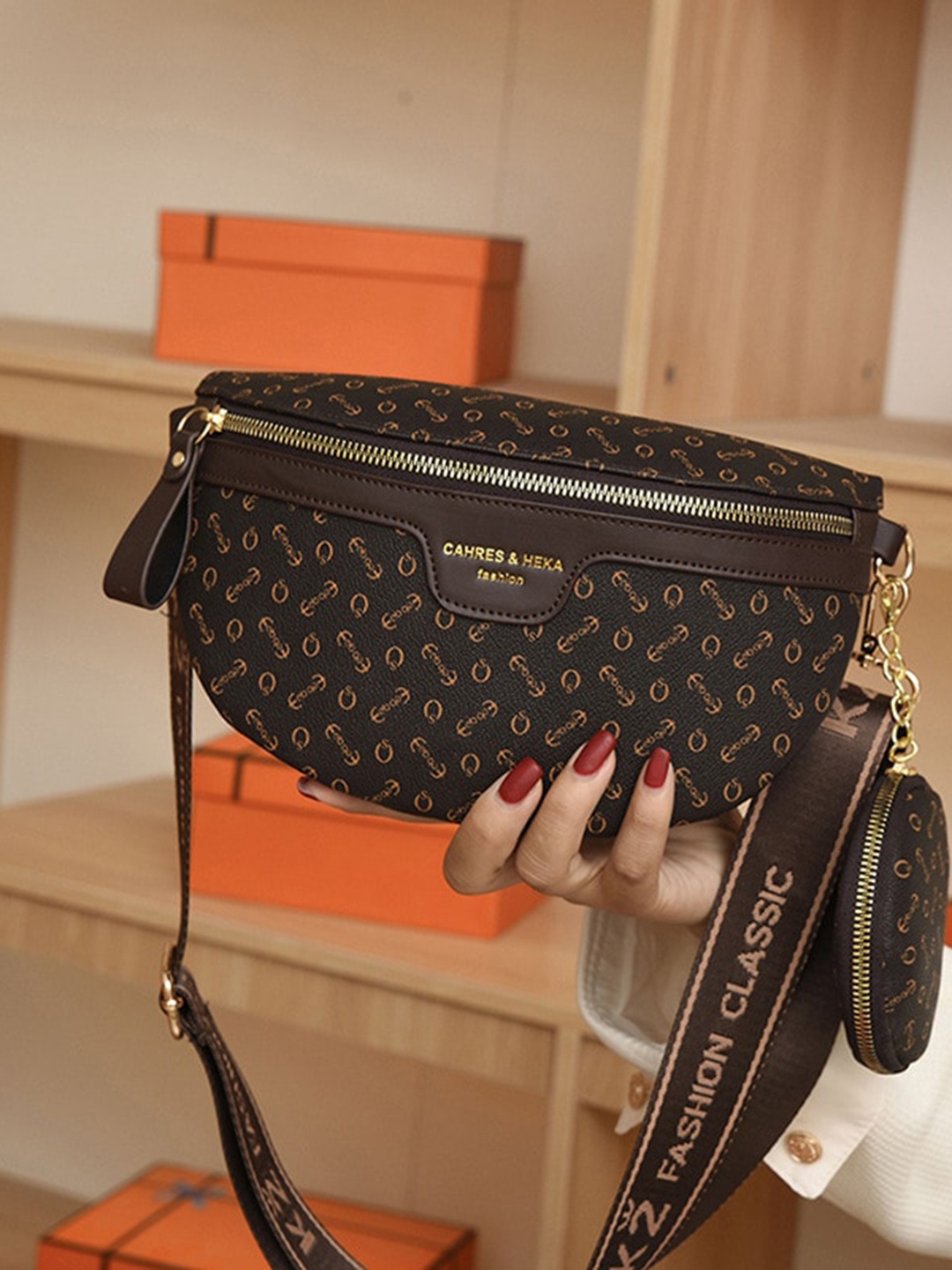 

Diana Korr Coffee Brown PU Structured Sling Bag