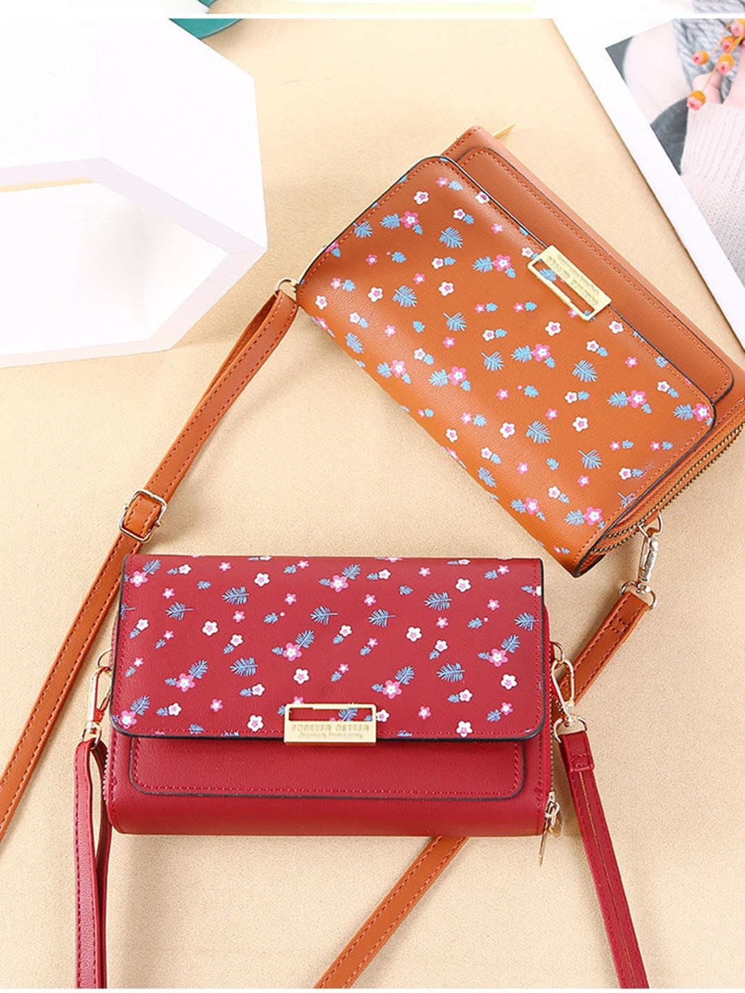 

Diana Korr Floral Printed Sling Bag, Red