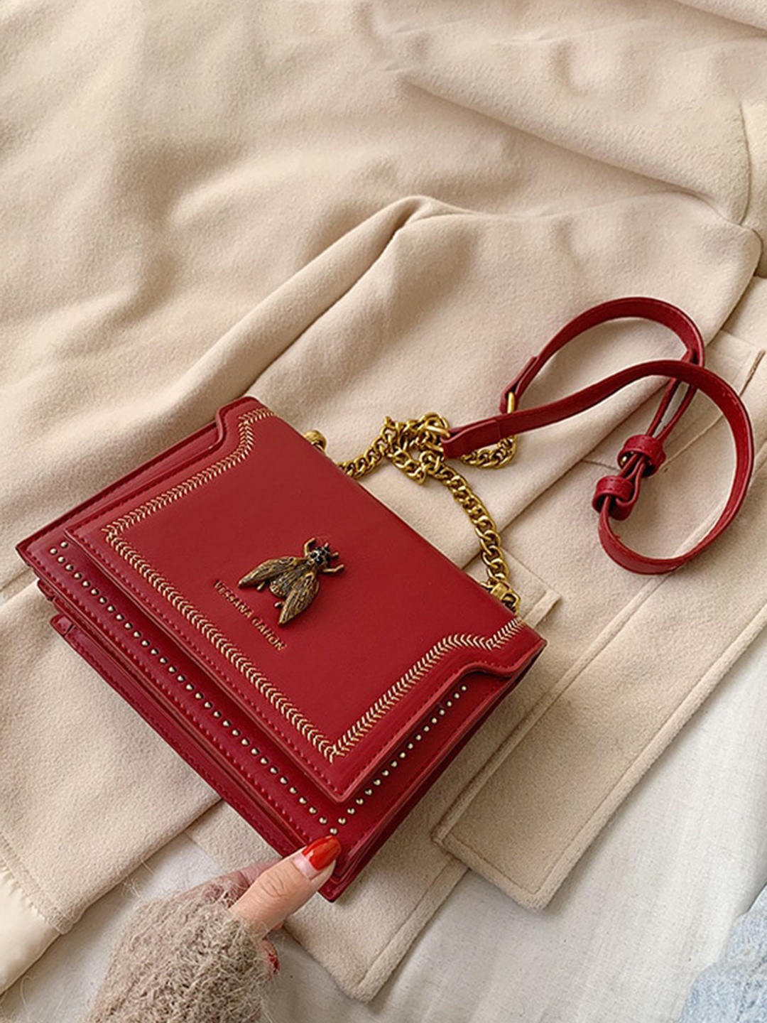 

Diana Korr PU Structured Sling Bag, Red