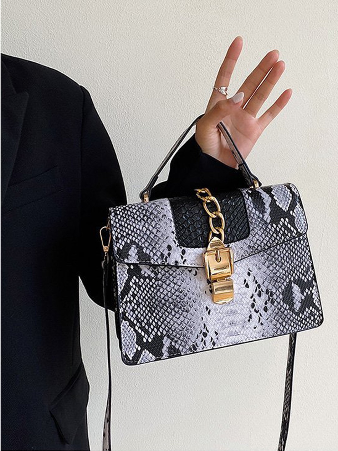 

Diana Korr Animal Printed PU Shopper Handheld Bag, Silver