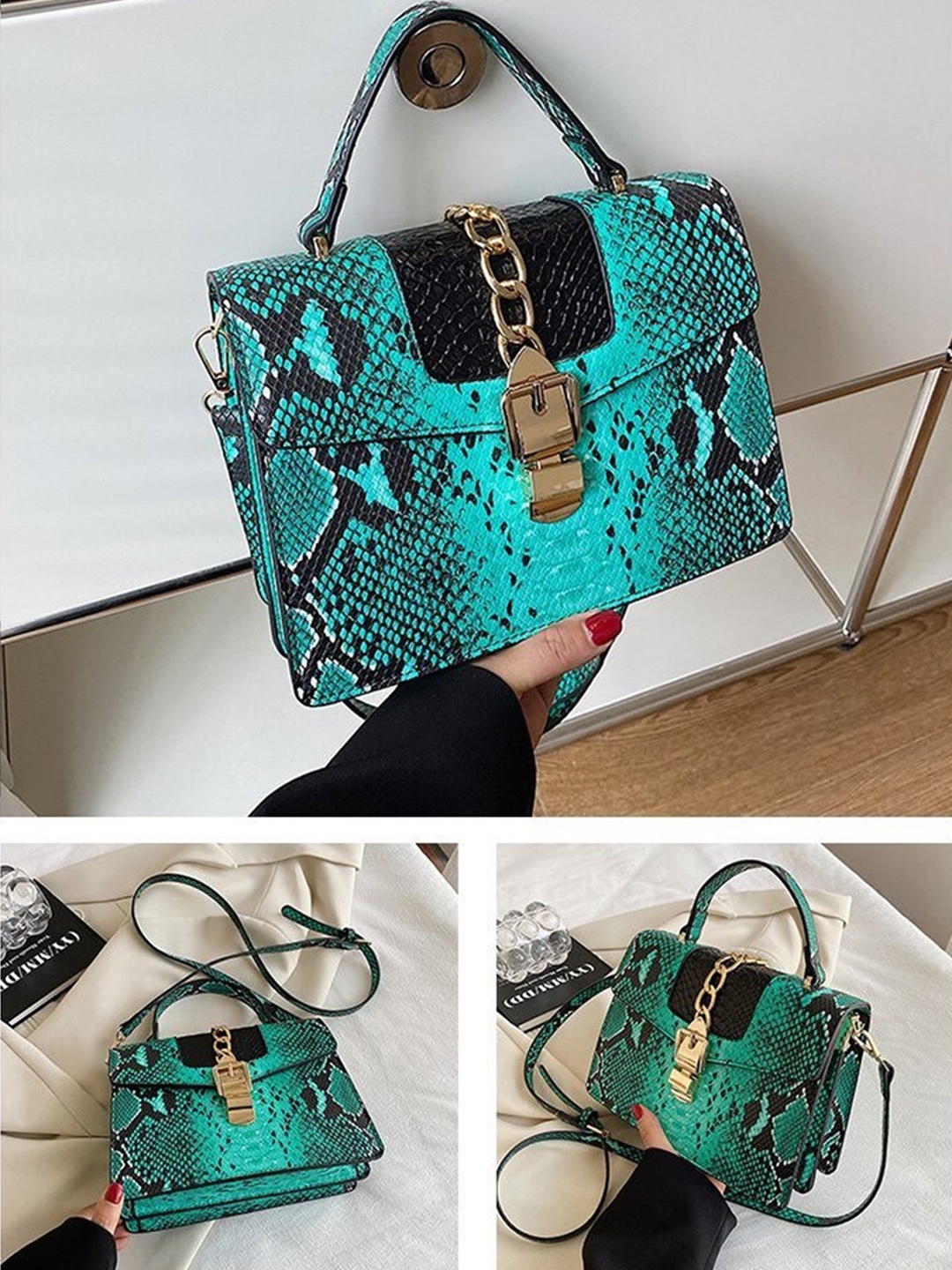 

Diana Korr Green PU Bucket Tote Bag with Tasselled