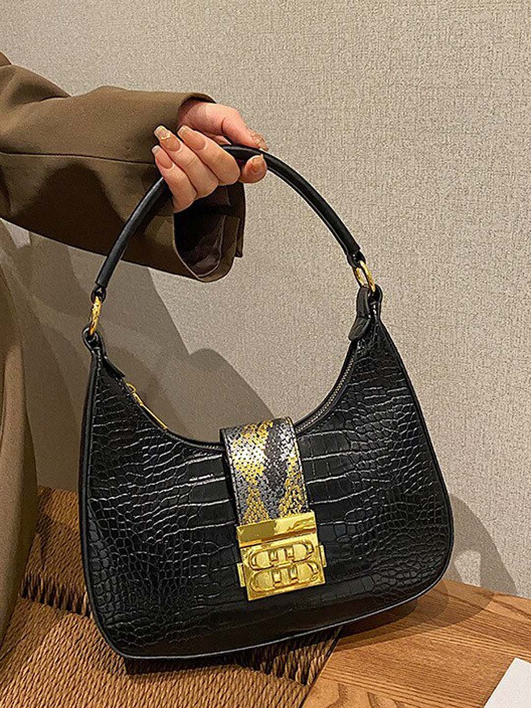 

Diana Korr Textured Structured Shoulder Bag, Black
