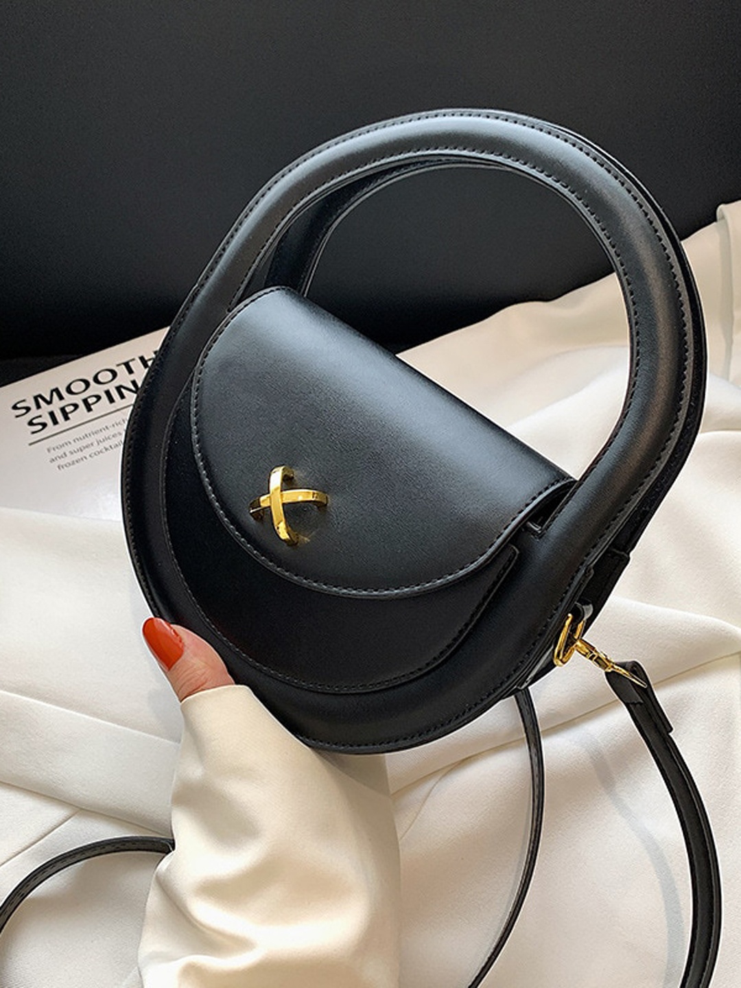 

Diana Korr Black PU Structured Handheld Bag