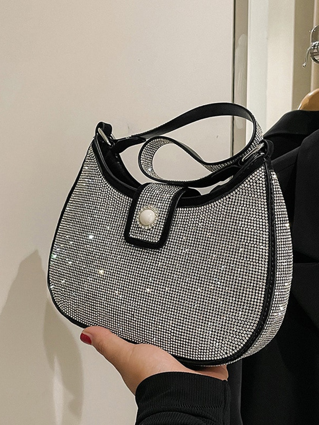 

Diana Korr Black PU Swagger Hobo Bag