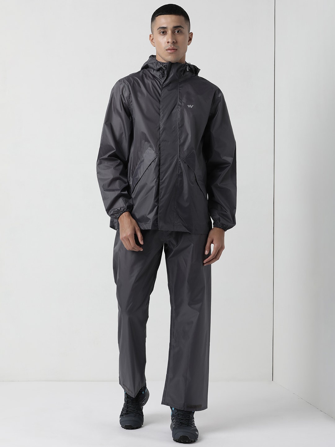 

Wildcraft Men Hypa-Dry Technology & Waterproof Hooded Rain Suit, Grey