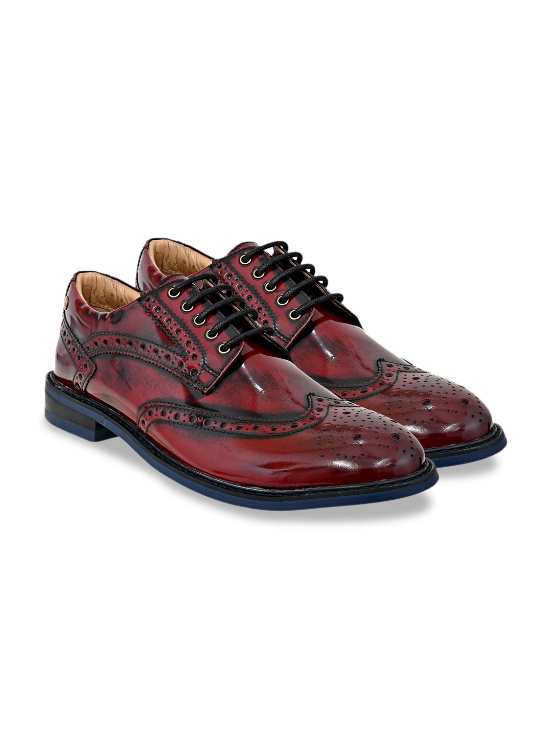 

HX London Men Leather Formal Brogues, Burgundy