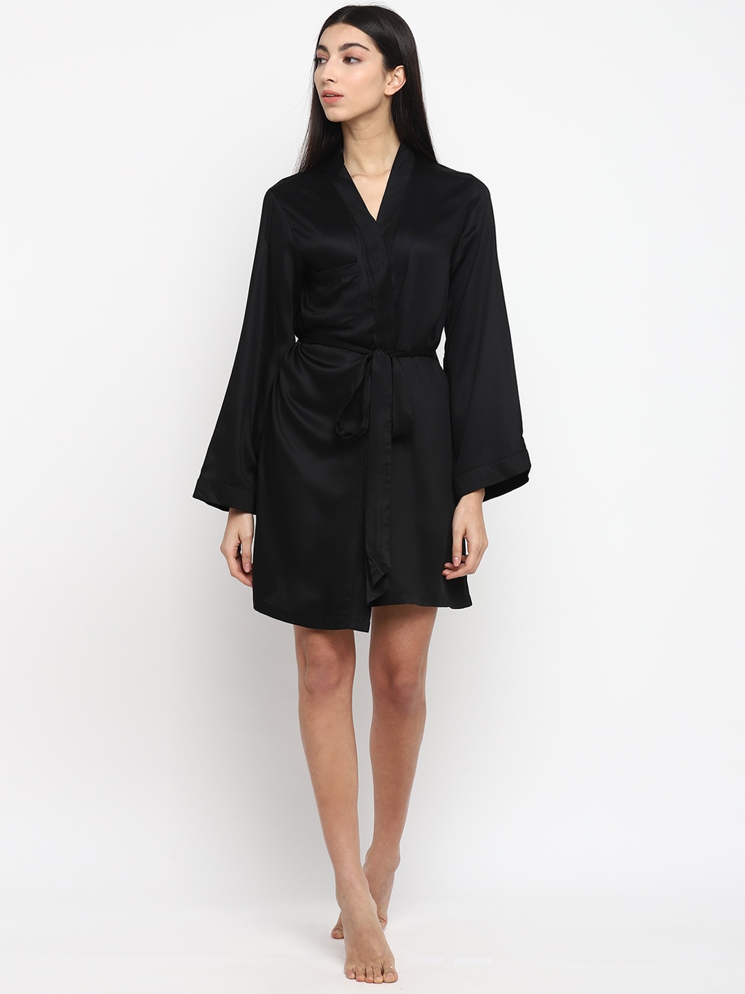 

shopbloom Mini Robe With Tie, Black