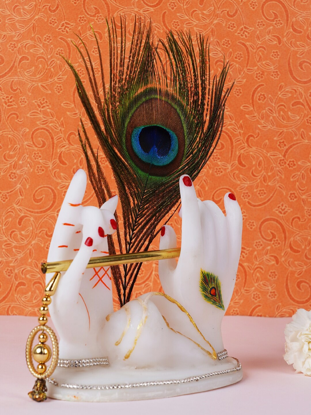 

FASHIYANOO White & Blue Ladoo Gopal With Morepankh & Shankh Showpieces