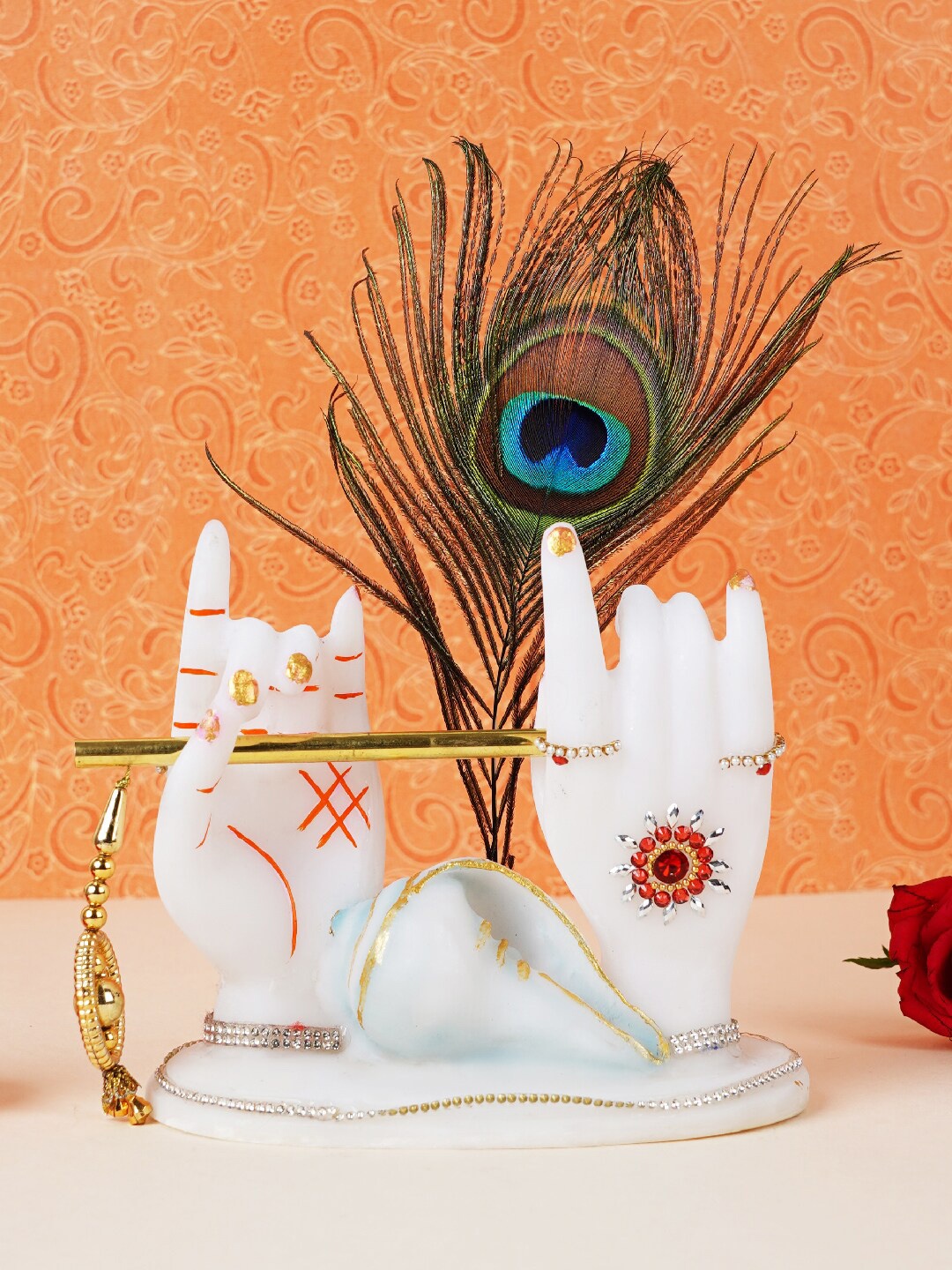 

FASHIYANOO White Ladoo Gopal With Morepankh & Shankh Showpiece