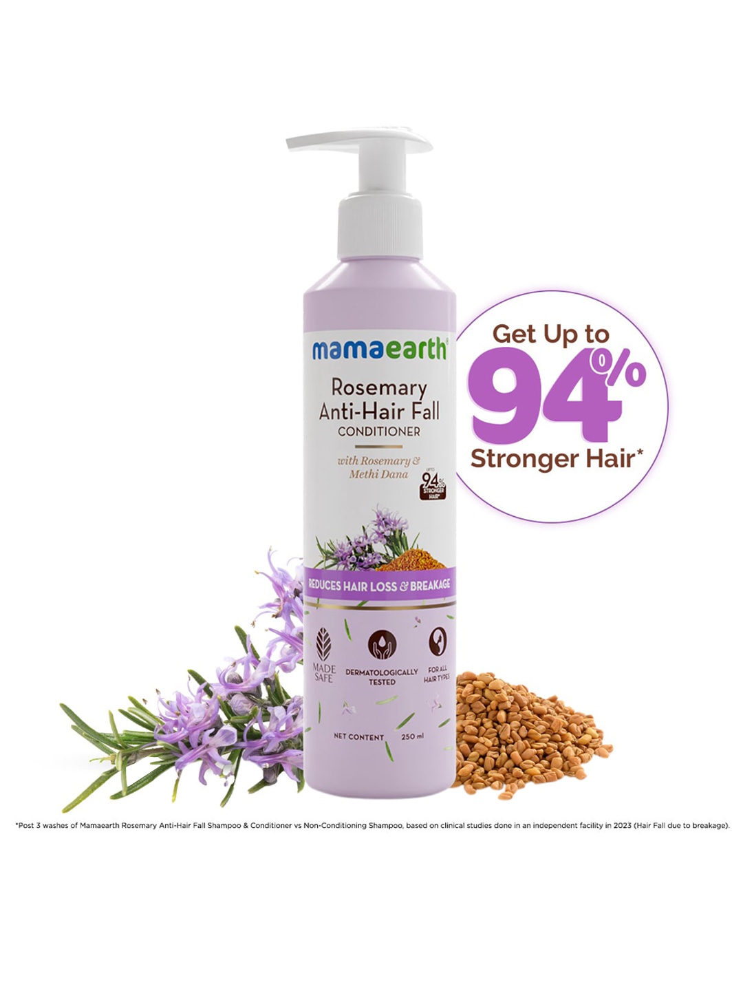 

Mamaearth Rosemary Anti-Hair Fall Conditioner for Reducing Hair Loss & Breakage - 250 ml, White