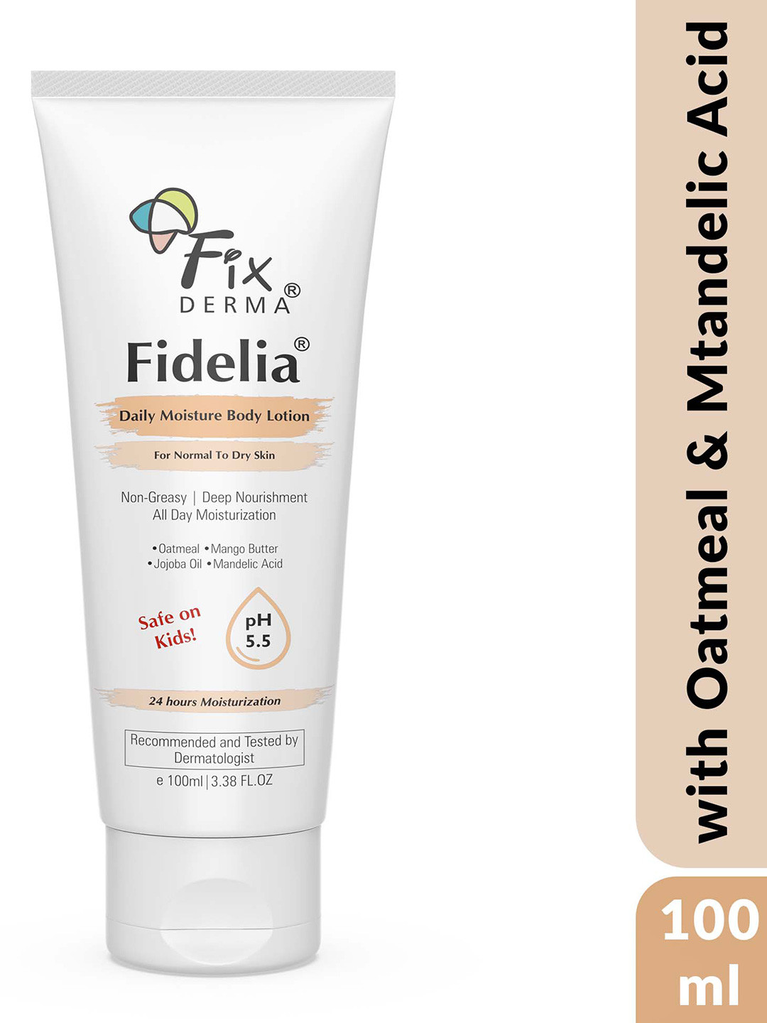 

FIXDERMA Fidelia Daily Moisture Body Lotion with Jojoba Oil & Oatmeal - 100 ml, White