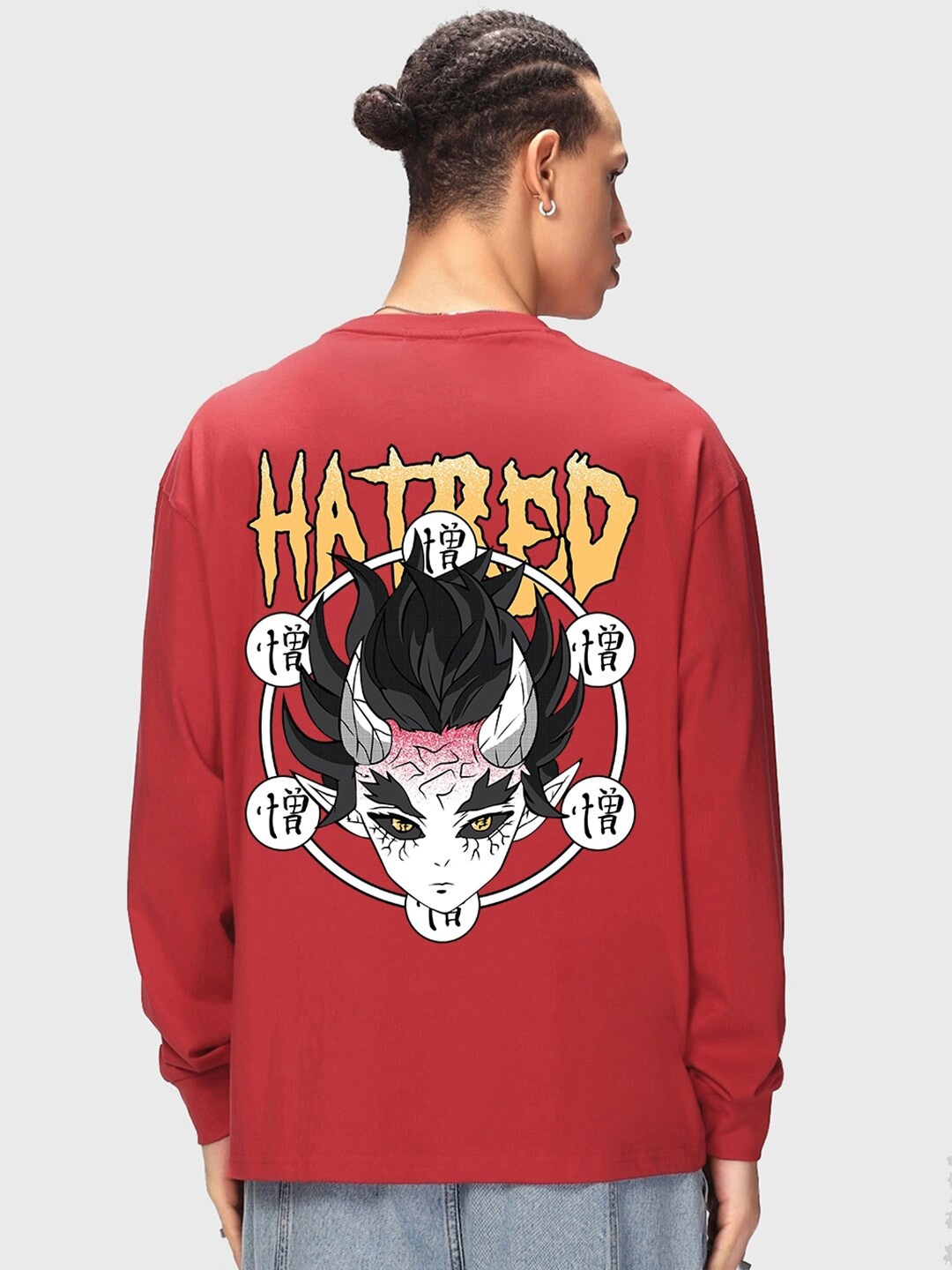 

Bewakoof Upper Moon Four Graphic Printed Oversized T-shirt, Red