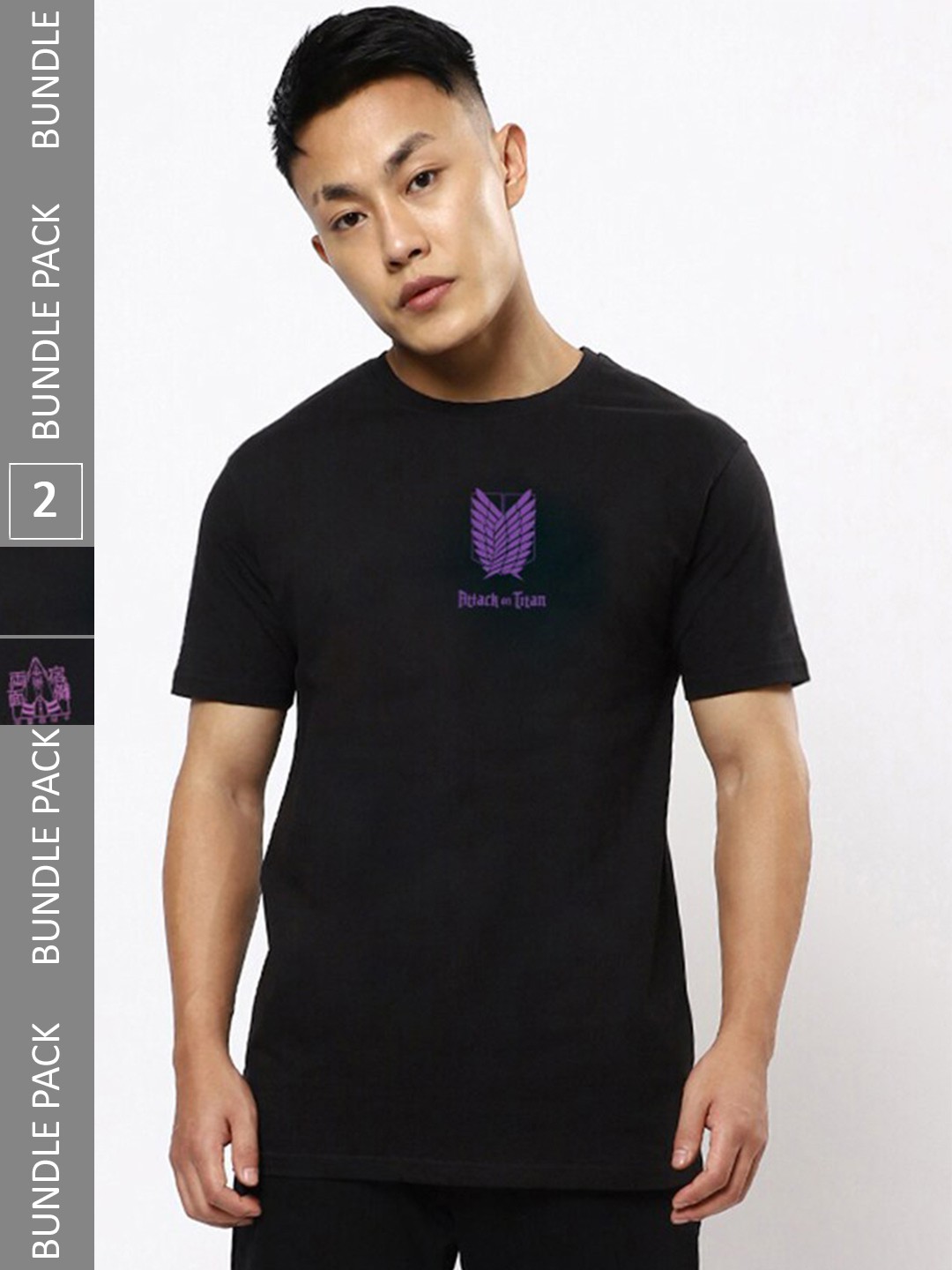 

Bewakoof Black Pack of 2 Graphic Printed Pure Cotton T-shirt