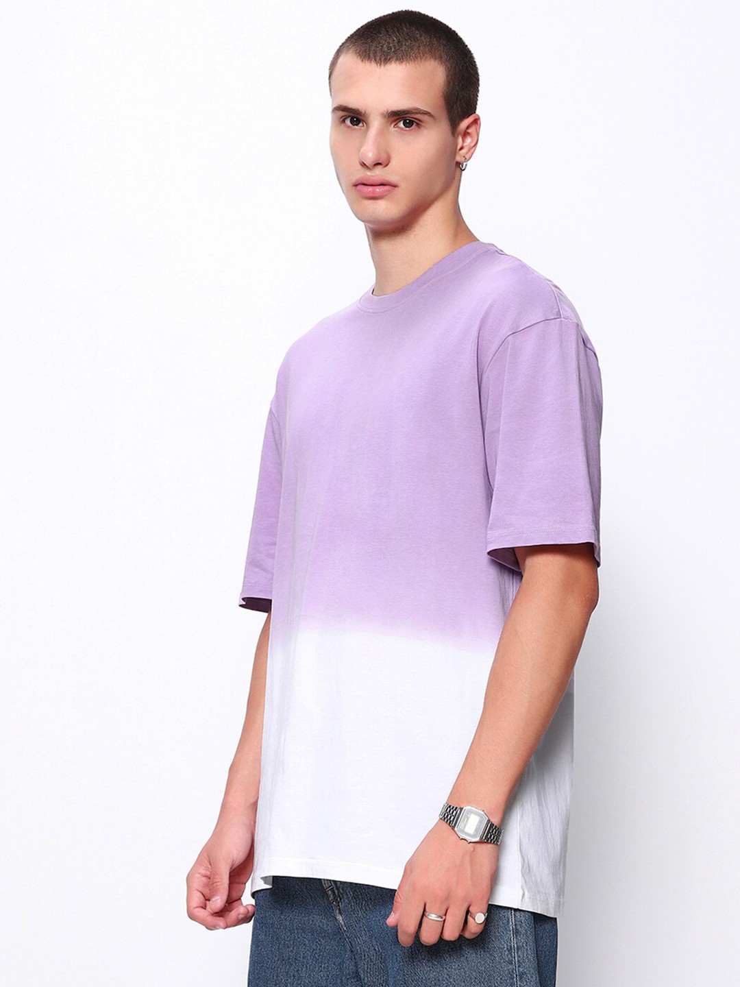 

Bewakoof Ombre Printed Oversized Pure Cotton T-shirt, White