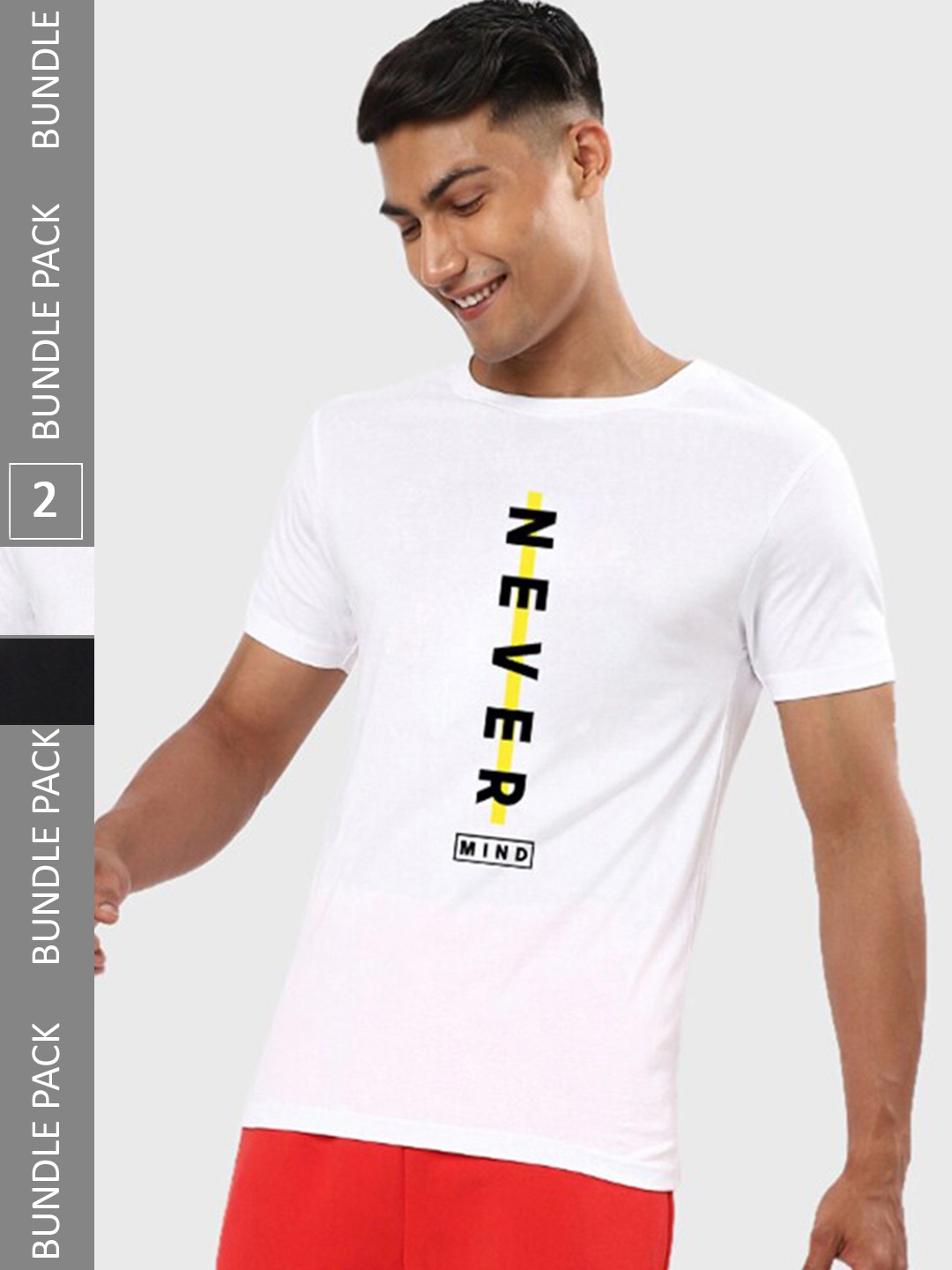 

Bewakoof Pack Of 2 White & Black Graphic Printed Pure Cotton T-shirt