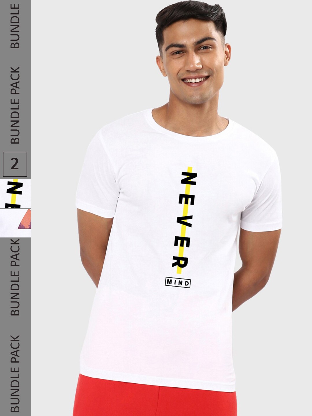 

Bewakoof Pack Of 2 White Typography Printed Pure Cotton T-shirt