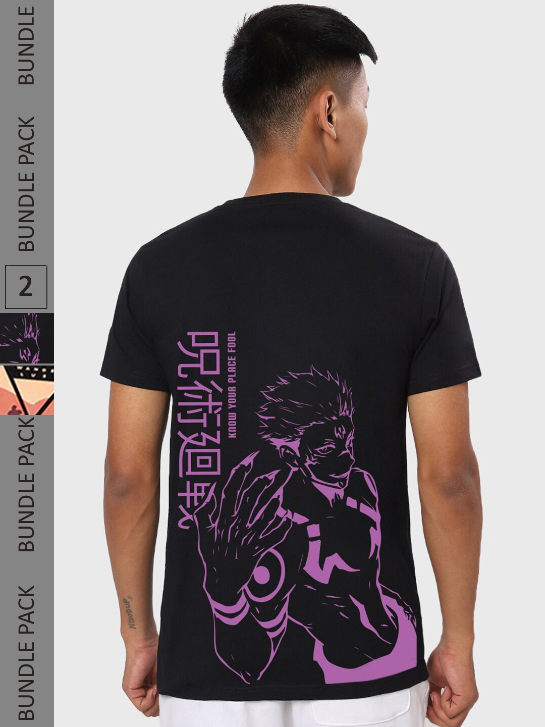 Bewakoof Black Pack of 2 Graphic Printed Pure Cotton T-shirt