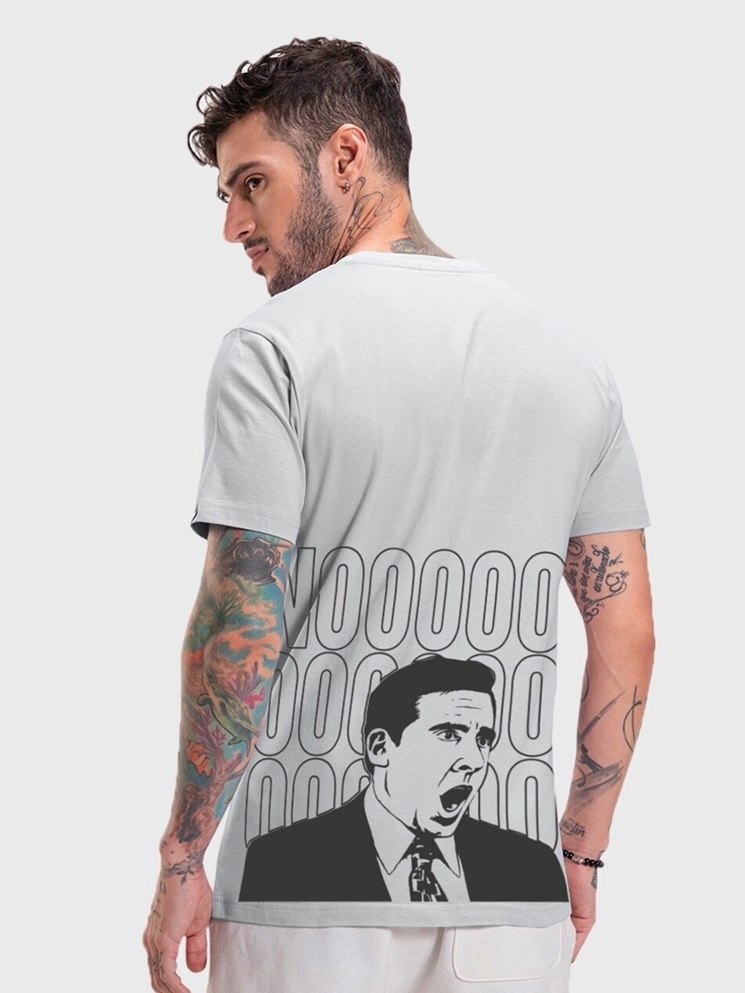 

Bewakoof Men Oh God No Printed Pure Cotton T-shirt, Grey