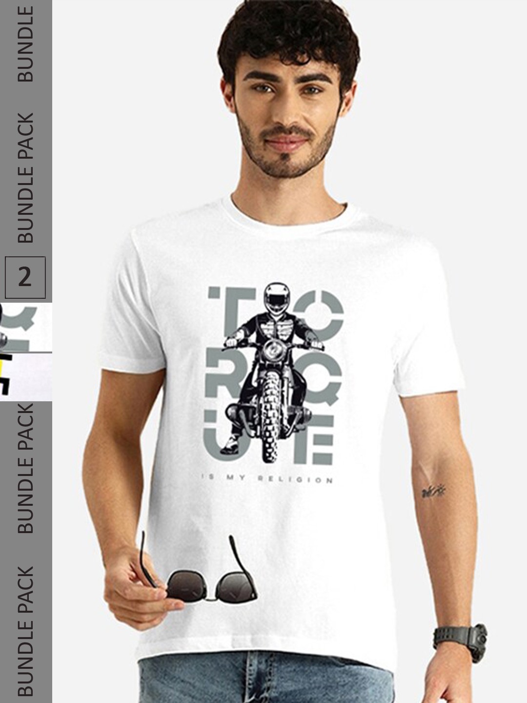 

Bewakoof Black Pack of 2 Graphic Printed Pure Cotton T-shirt, White
