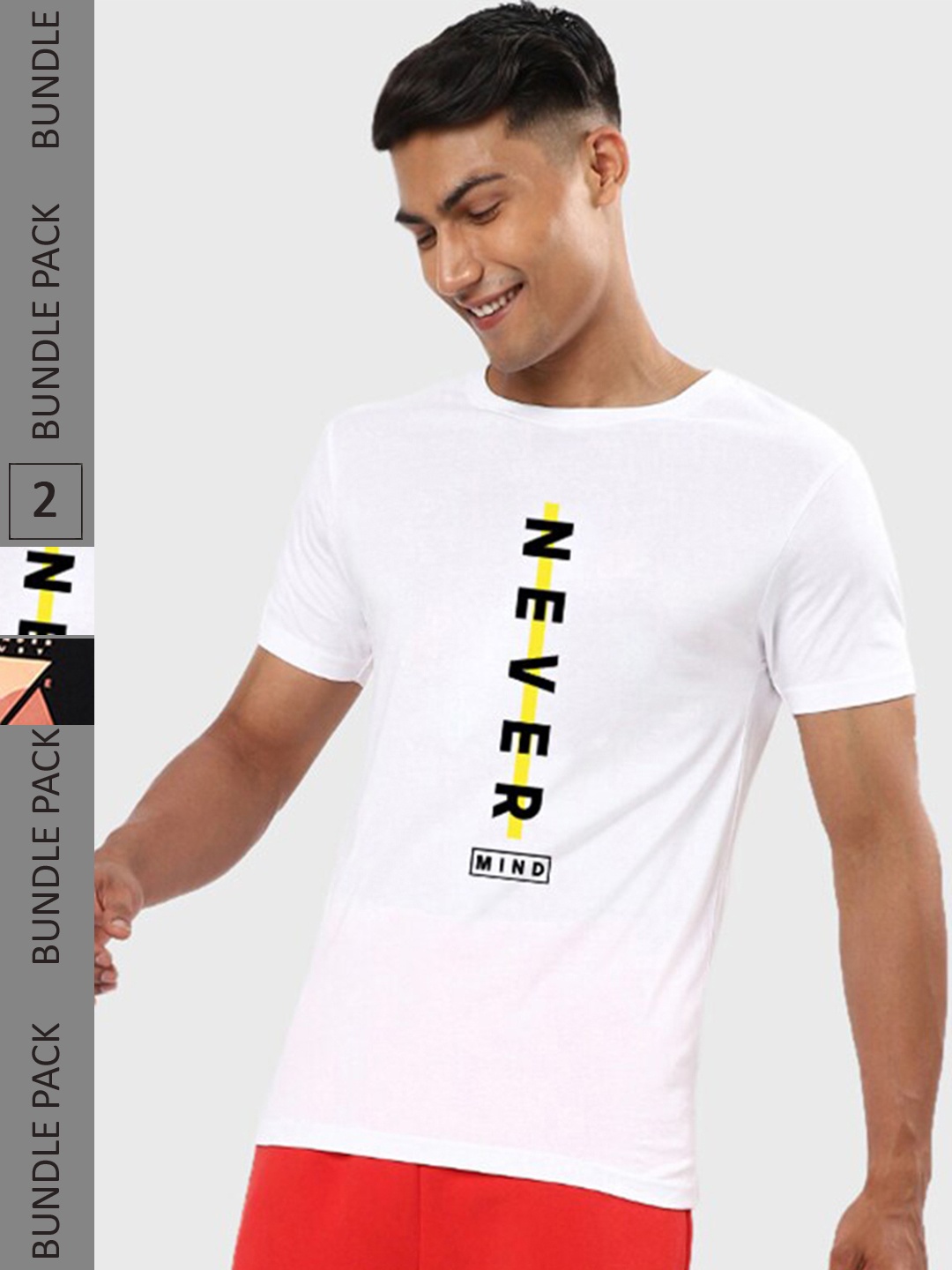 

Bewakoof White & Black Pack of 2 Typography Printed Pure Cotton T-shirt