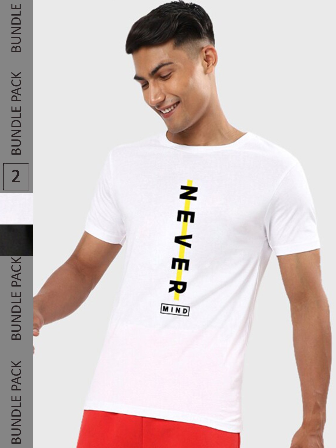 

Bewakoof Pack Of 2 White & Black Printed Pure Cotton T-shirt