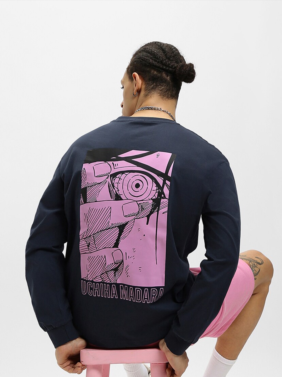 

Bewakoof The Ghost Graphic Printed Pure Cotton Oversized T-shirt, Blue
