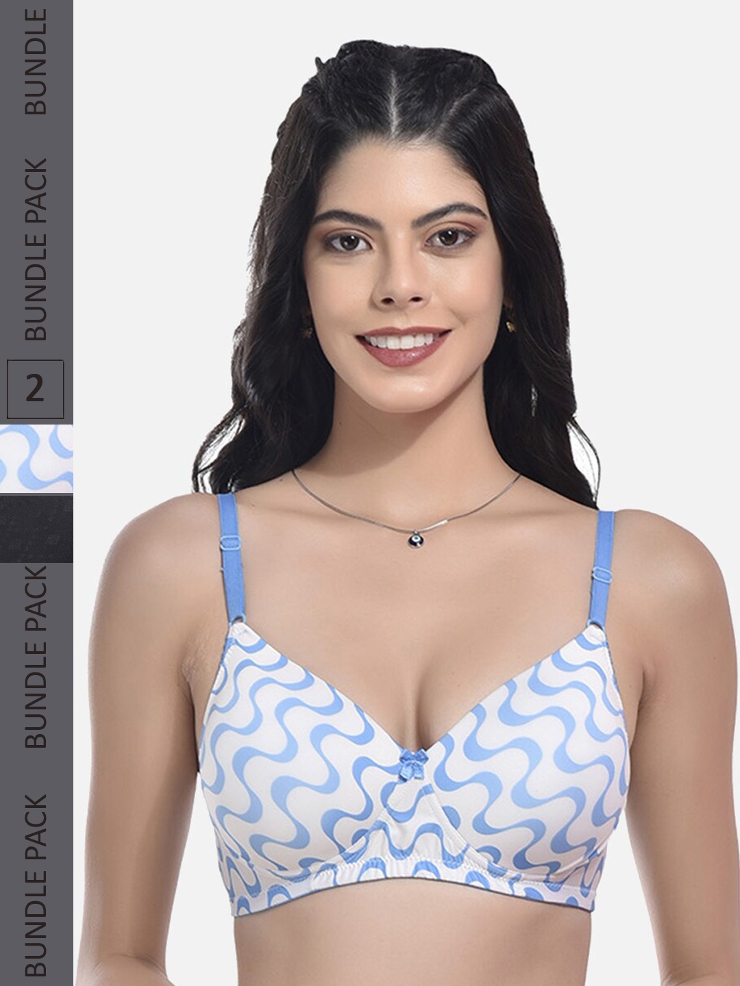 

StyFun Pack Of 2 Full Coverage Lightly Padded All Day Comfort Bras, Blue