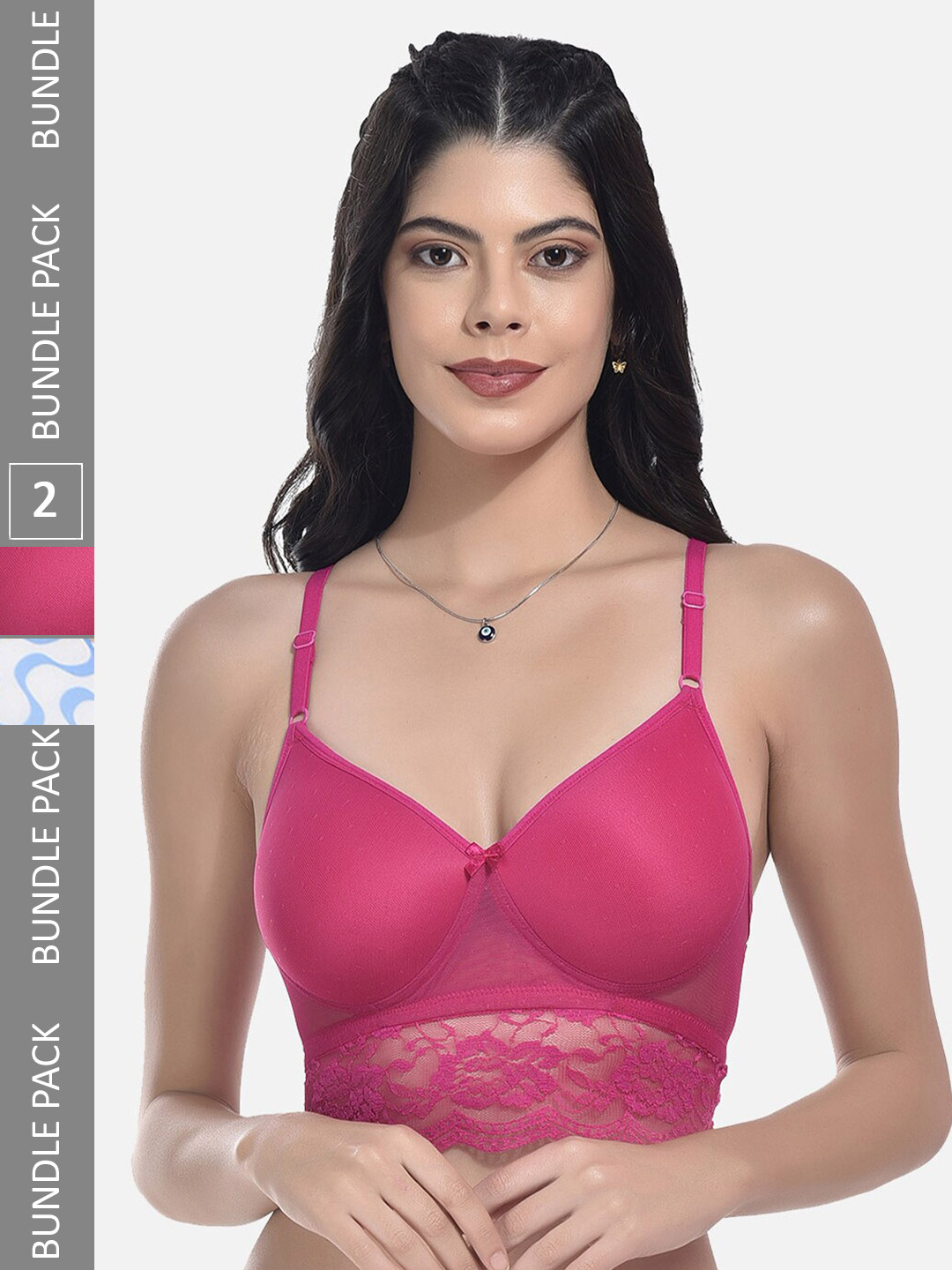 

StyFun Pack Of 2 Bras Printed Full Coverage Lightly Padded With All Day Comfort, Blue