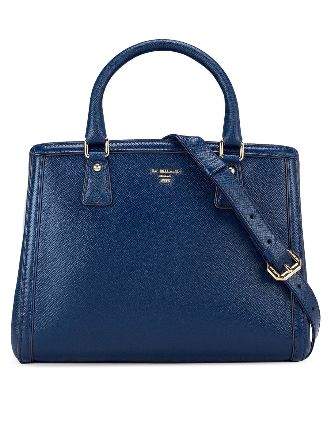 

Da Milano Leather Structured Handheld Bag, Navy blue