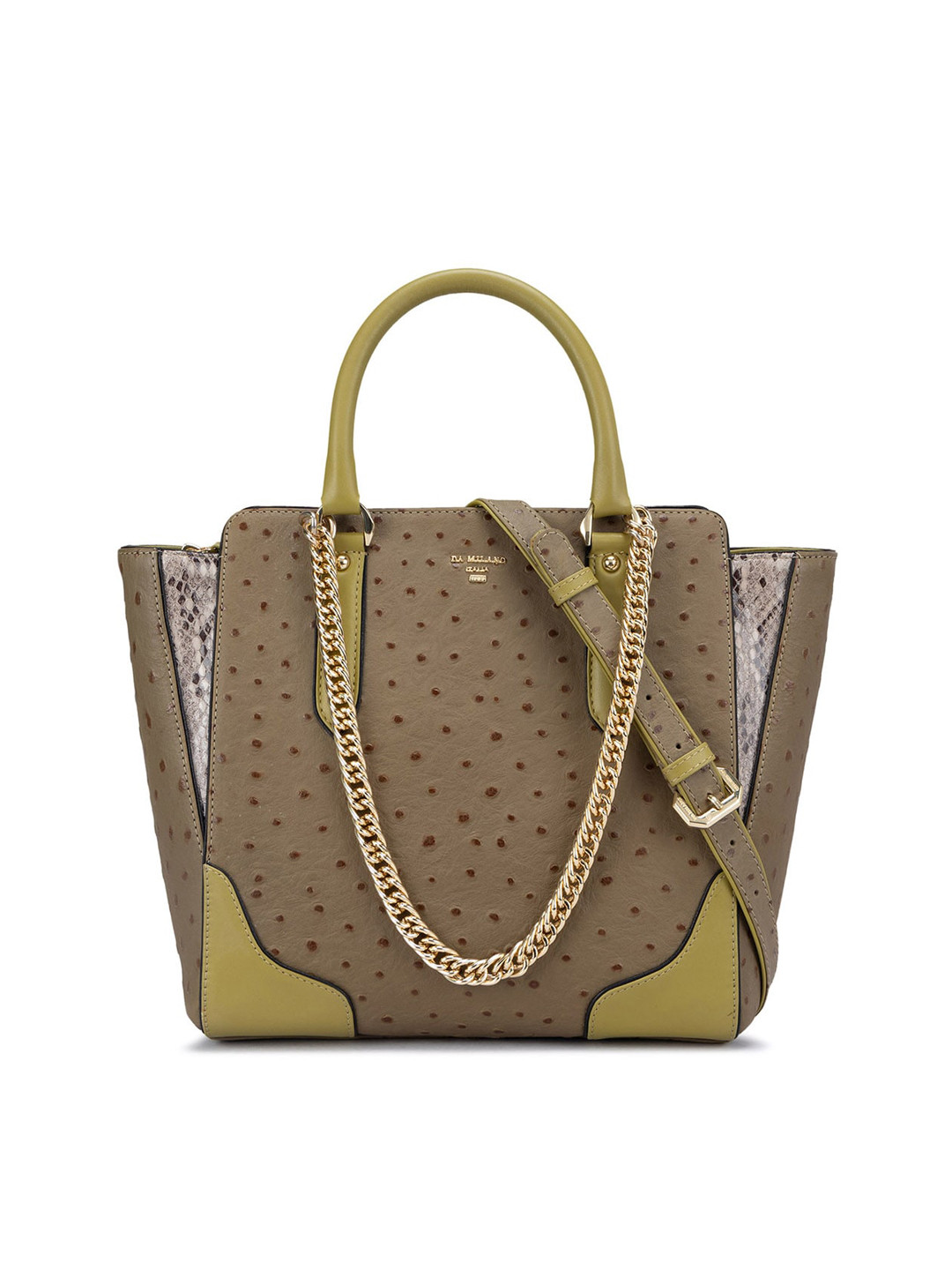 

Da Milano Textured Leather Structured Handheld Bag, Olive