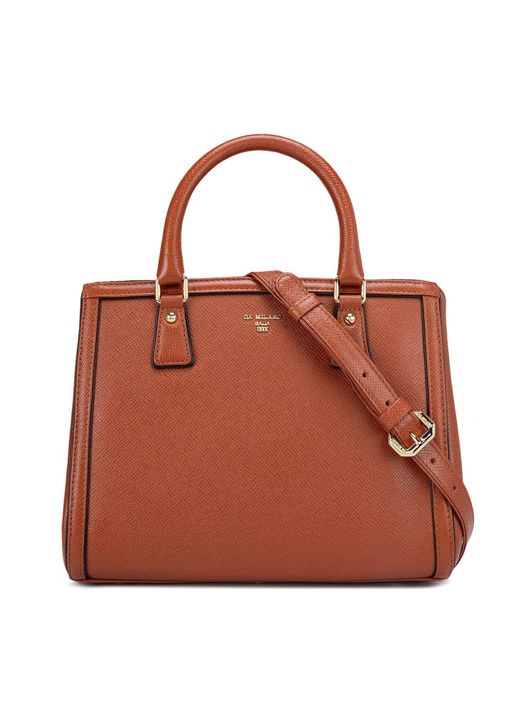 

Da Milano Leather Structured Handheld Bag, Brown