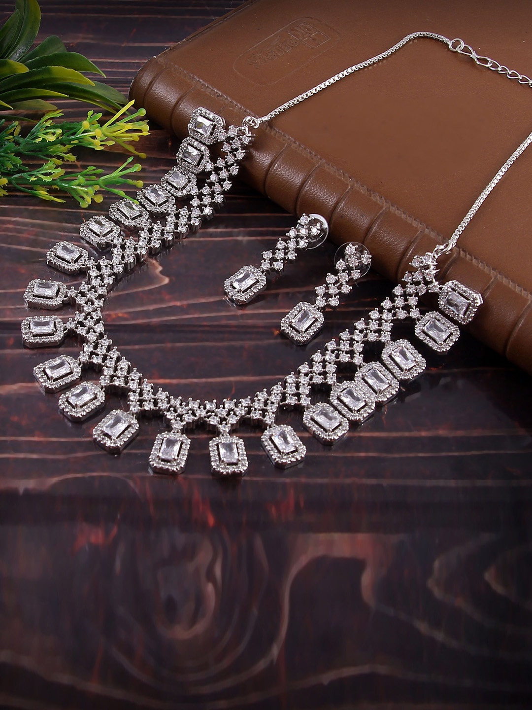 

Jewar Mandi Silver-Plated Handcrafted CZ-Studded Jewellery Set