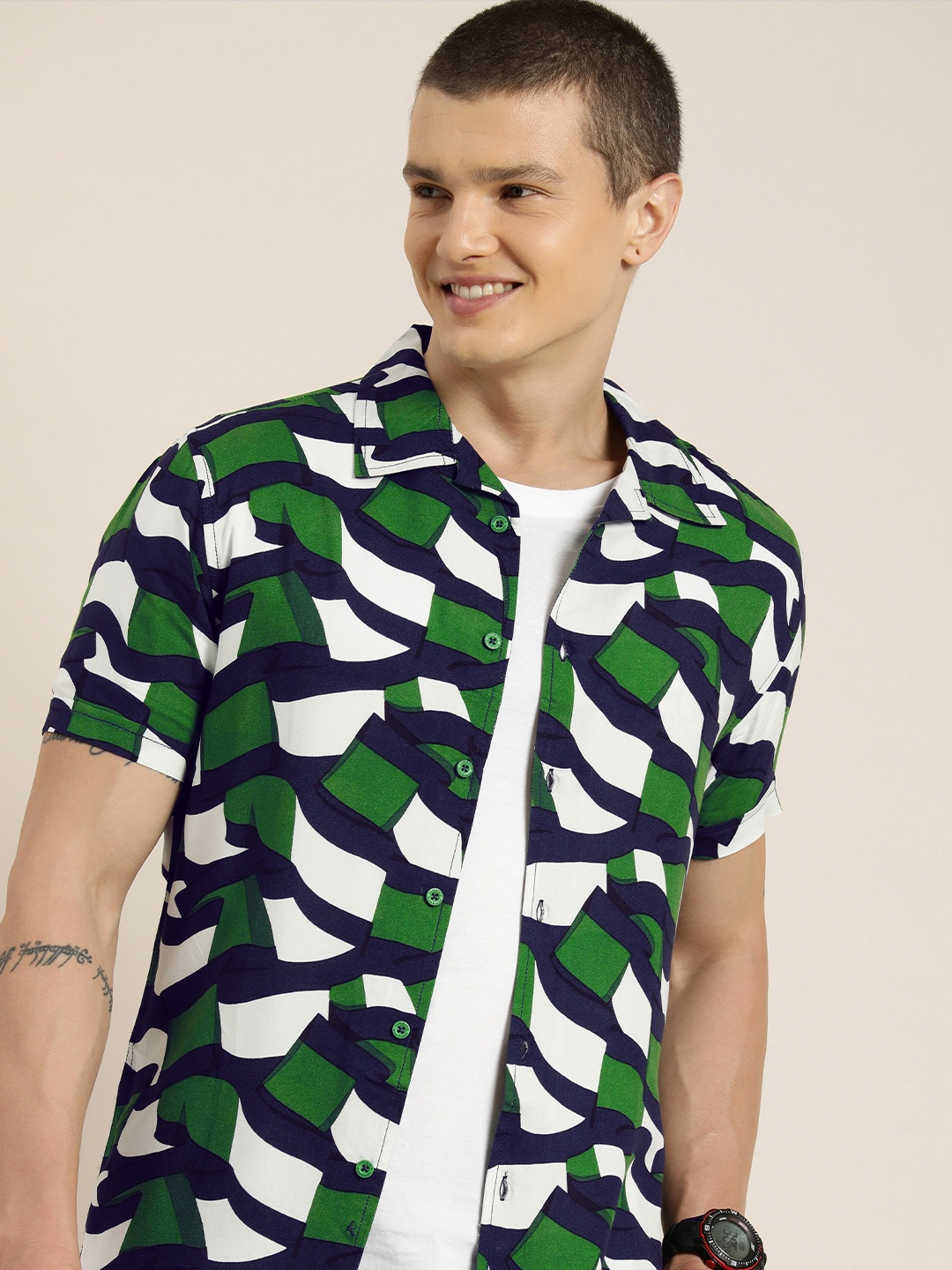 

HERE&NOW Men Slim Fit Opaque Printed Casual Shirt, Multi