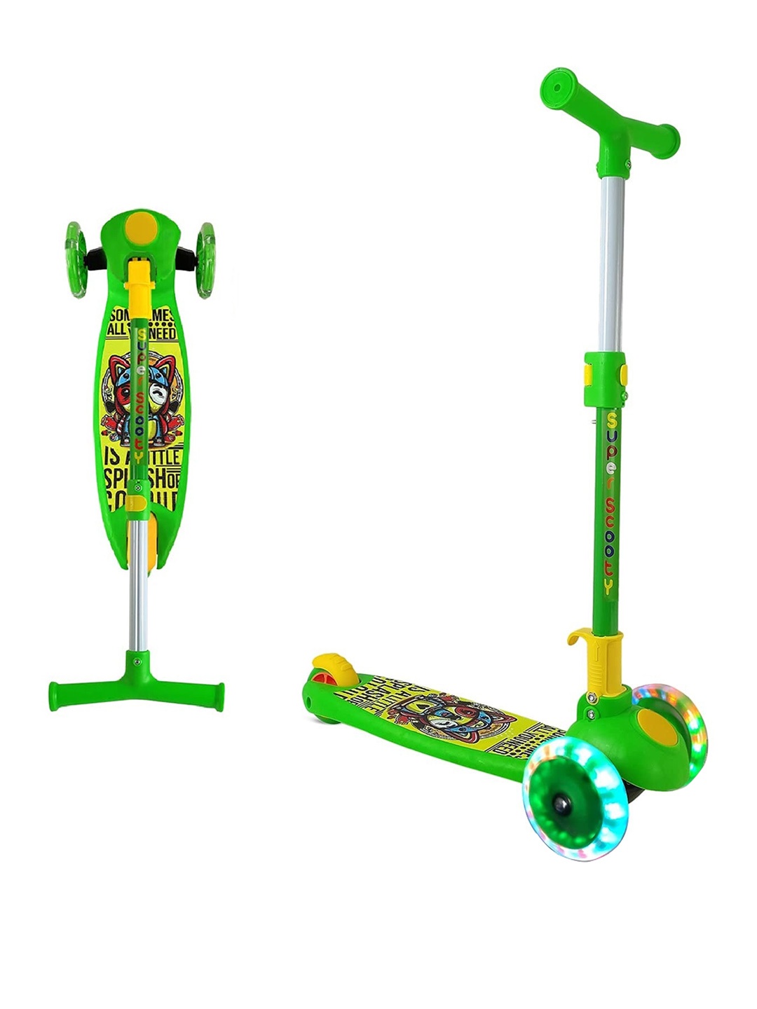 

MUREN Kids 3 Wheels LED Kick Scooter Ride On Vehicles, Green