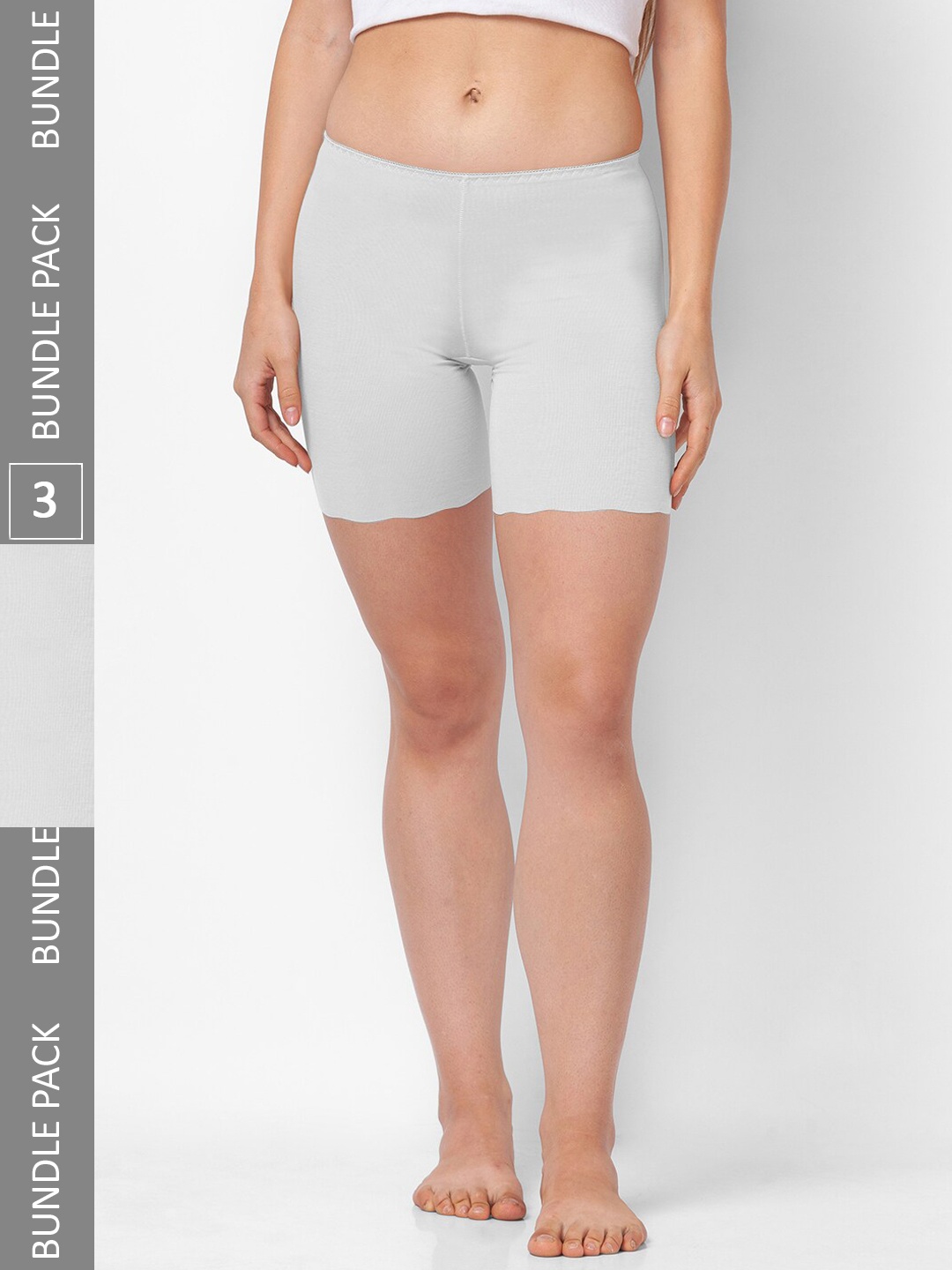 

FashionRack Women Pack Of 3 Mid-Rise Cotton Boy Shorts, White