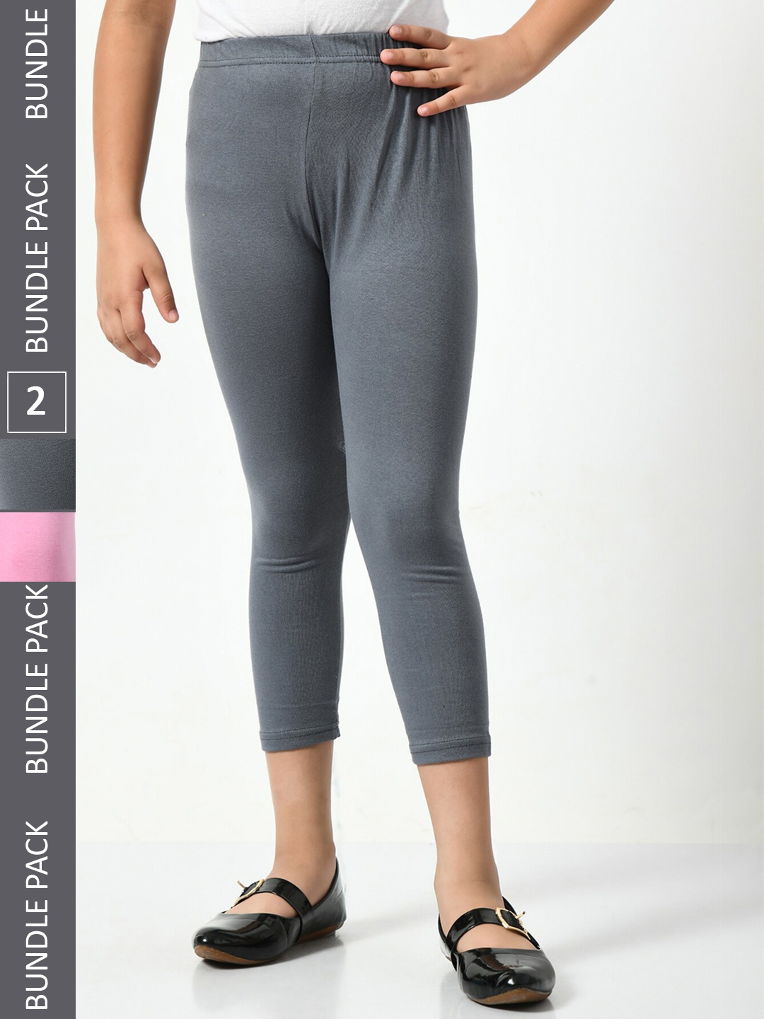 

BAESD Girls Pack Of 2 Skinny Fit Capris, Grey