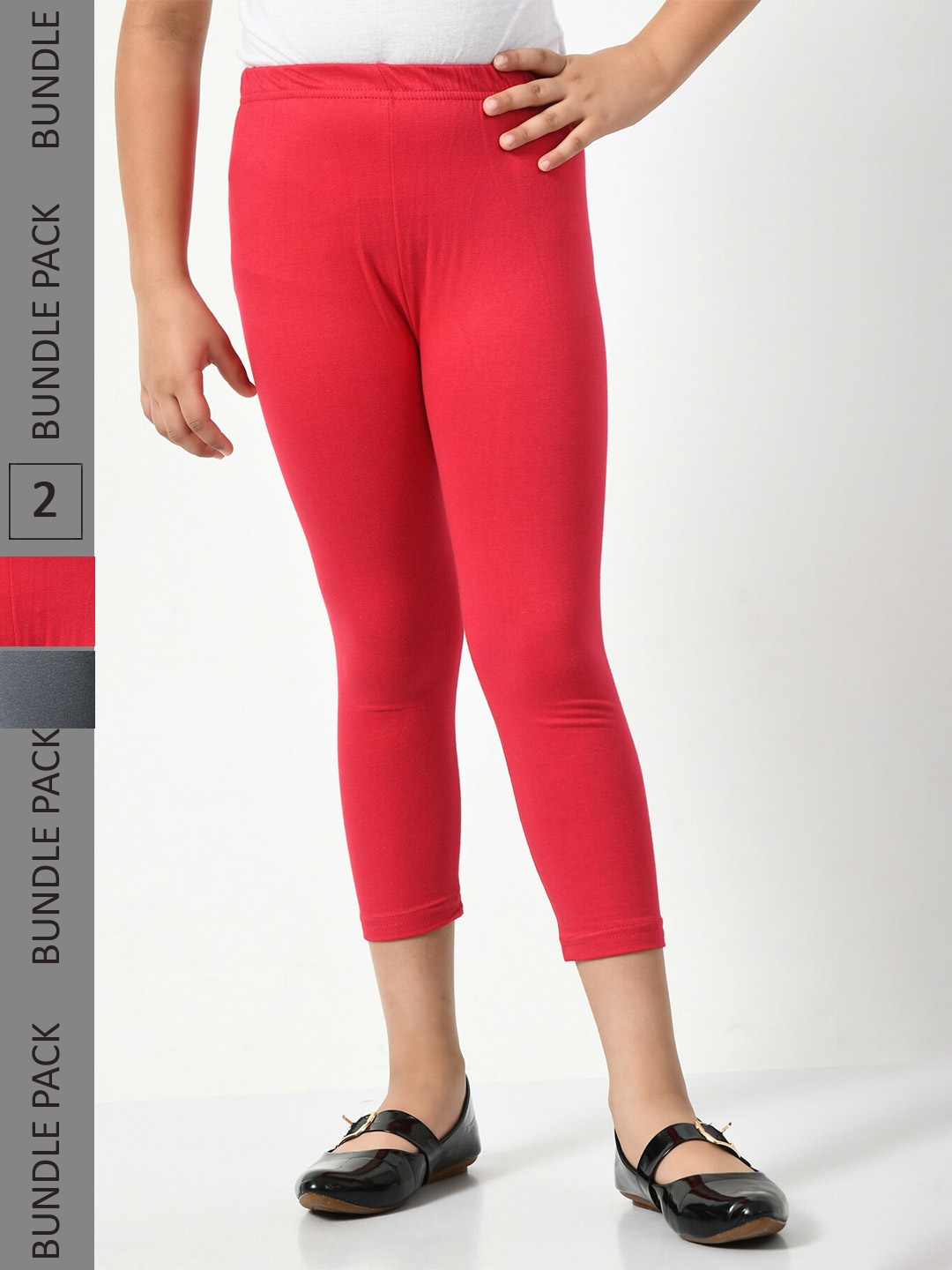 

BAESD Girls Pack of 2 High Rise Capris, Red