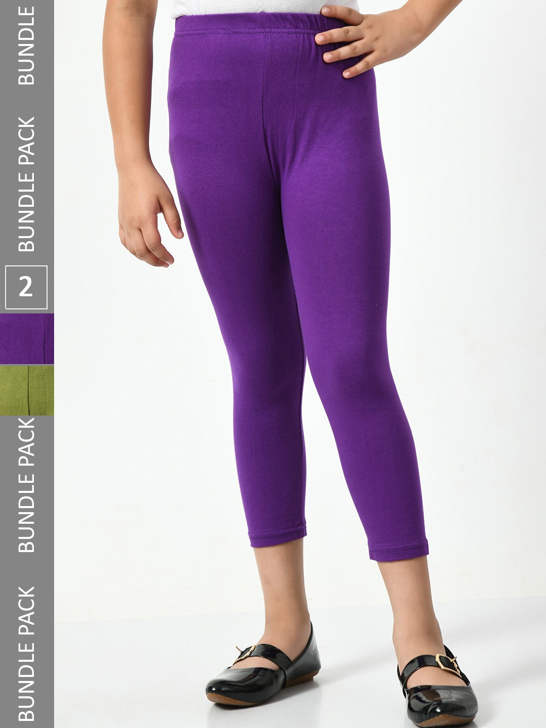 

BAESD Girls Pack Of 2 Skinny Fit Capris, Purple