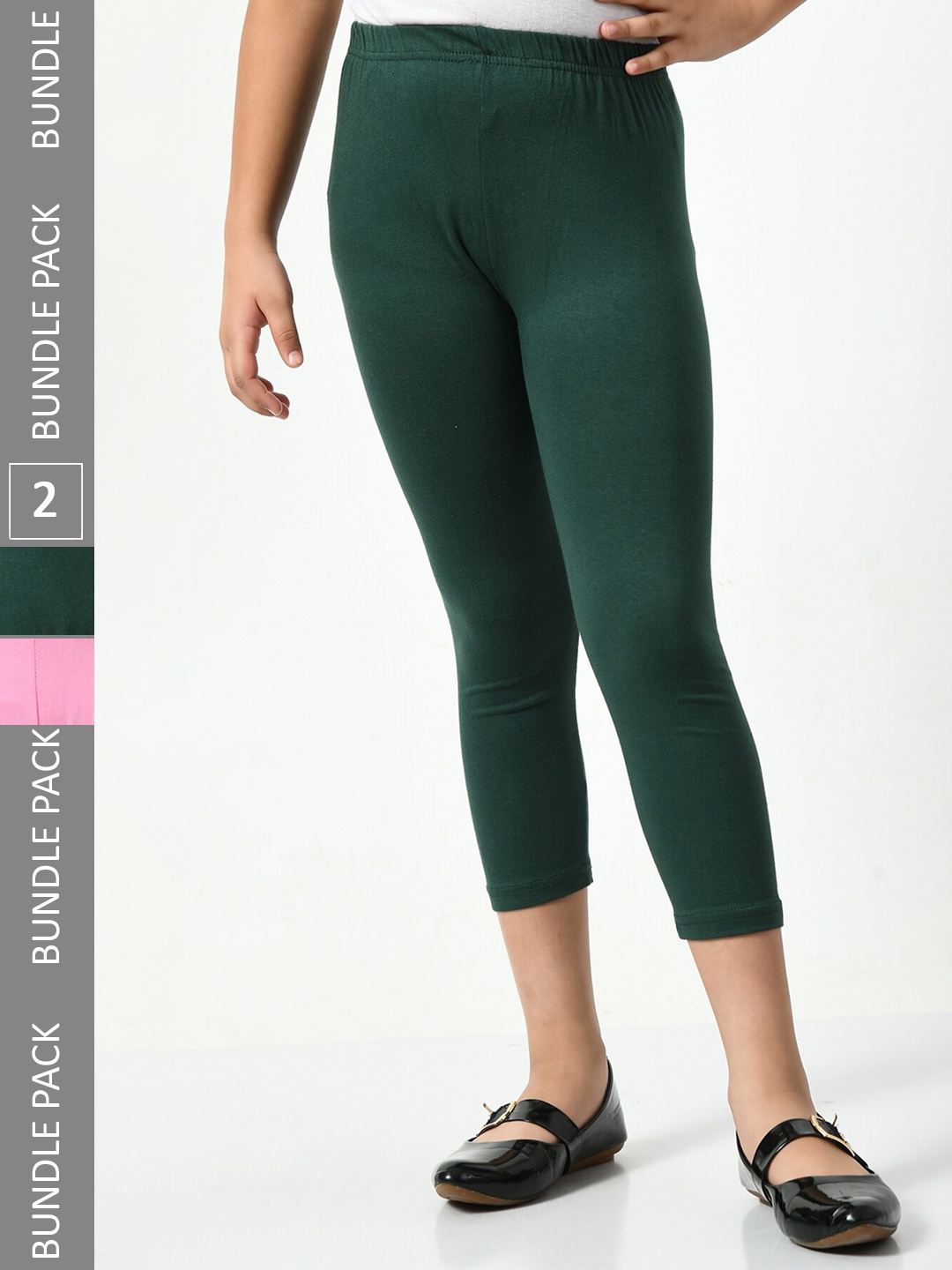 

BAESD Girls Pack Of 2 Skinny Fit Mid Rise Capris, Green