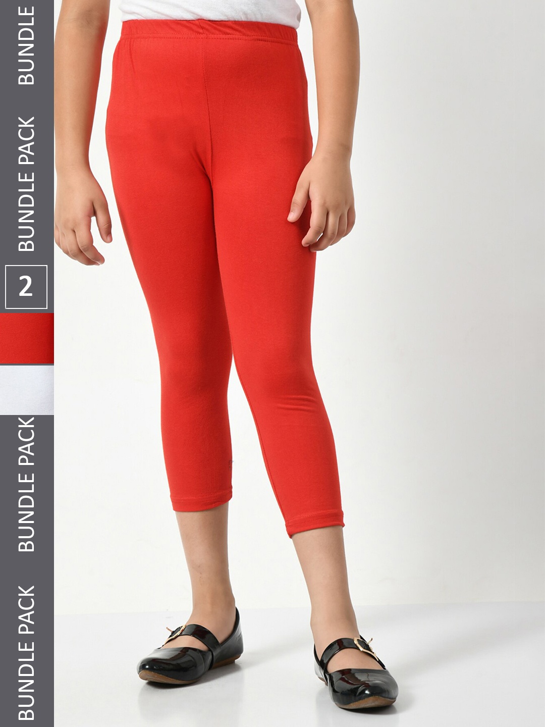 

BAESD Girls Pack Of 2 Skinny Fit Capris, Red