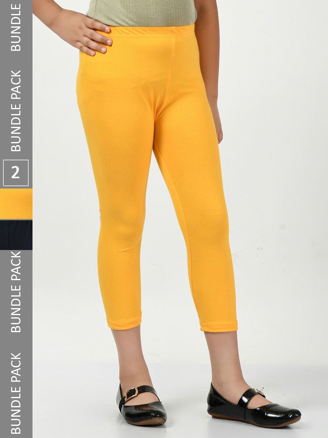 

BAESD Girls Pack Of 2 Skinny Fit Capris, Yellow