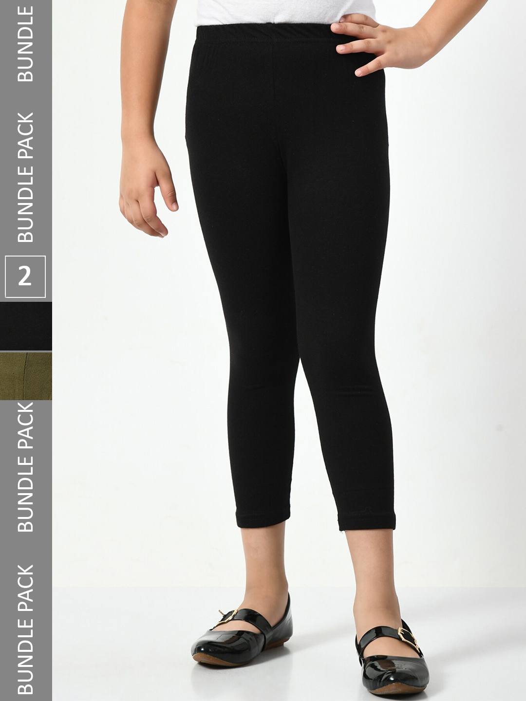 

BAESD Girls Pack Of 2 Skinny Fit Mid Rise Capris, Black