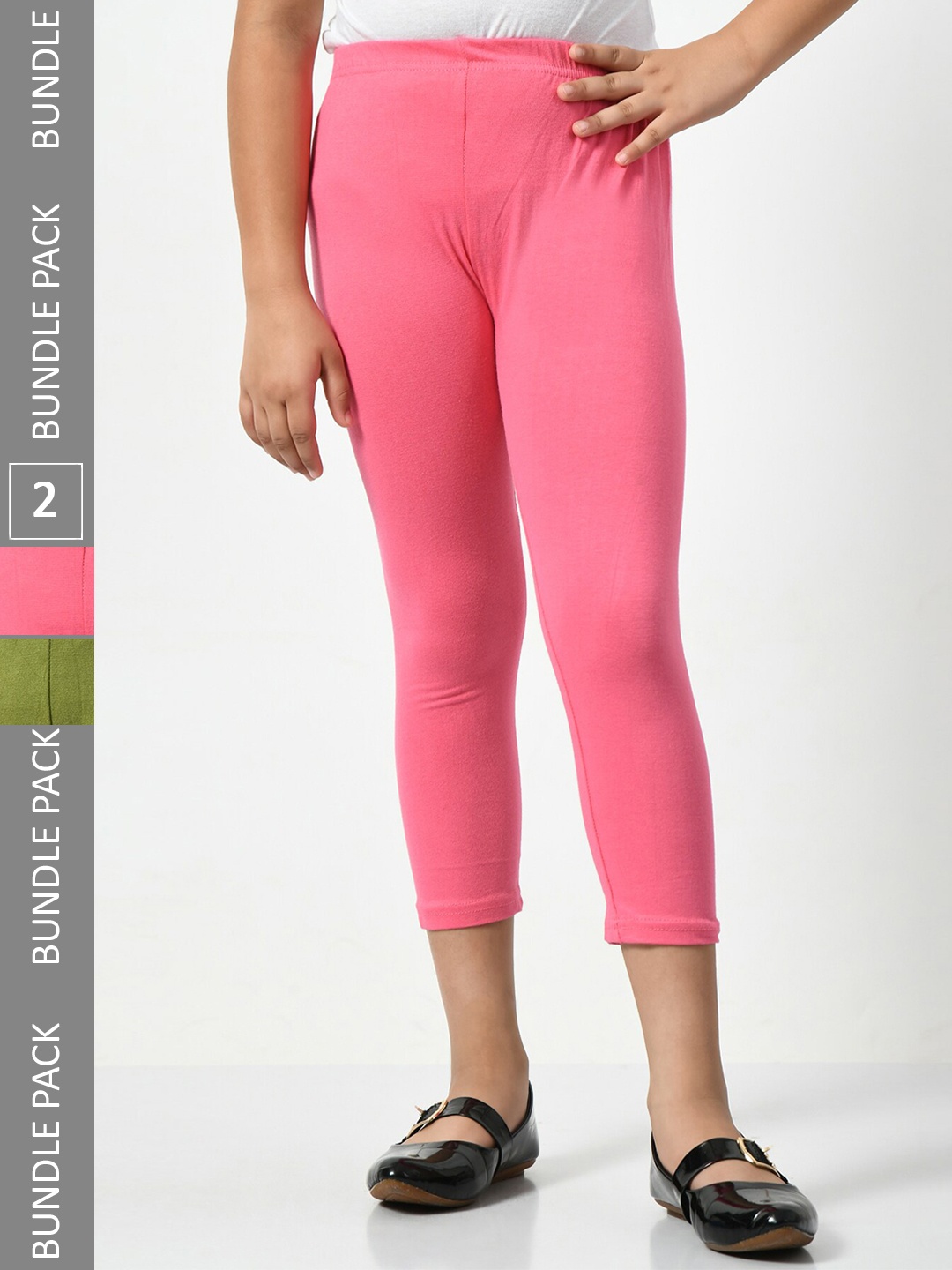 

BAESD Girls Pack Of 2 Skinny Fit Capris, Pink