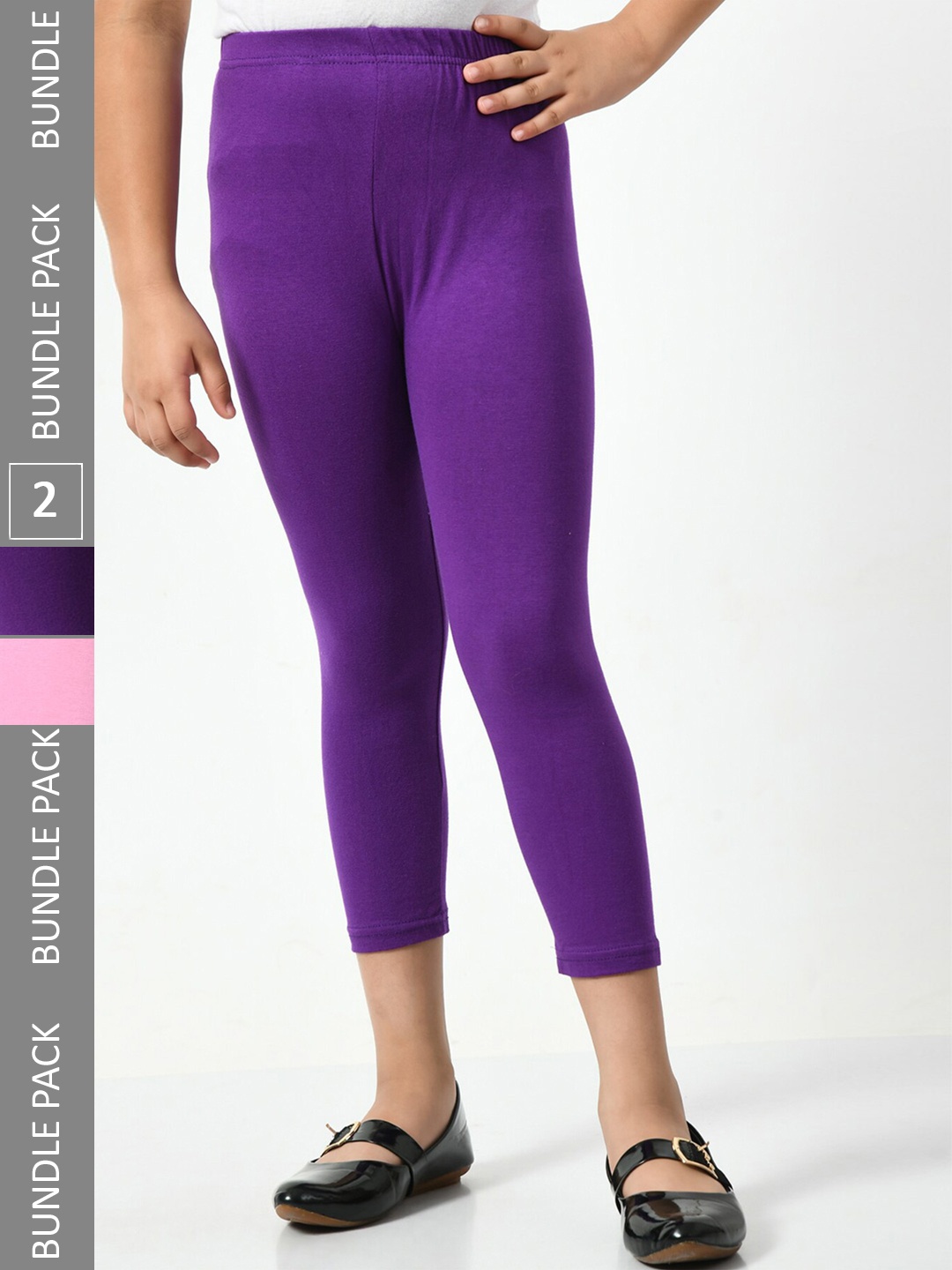 

BAESD Girls Pack Of 2 Skinny Fit Capris, Purple