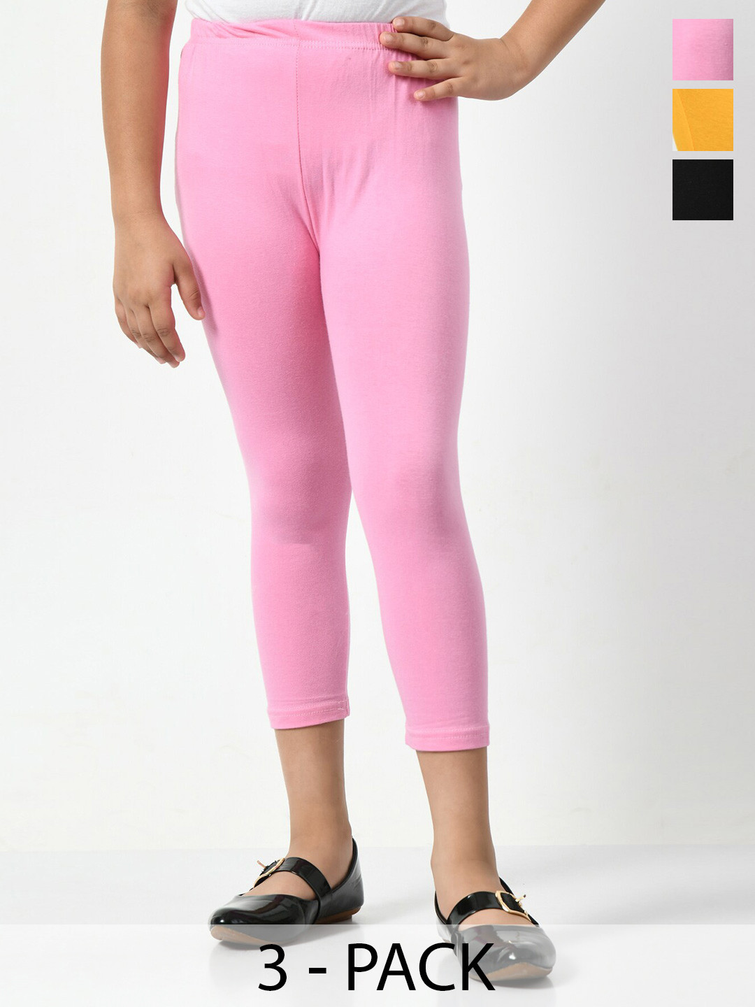 

BAESD Girls Pack Of 3 Skinny Fit Mid-Rise Comfortable Capris, Pink