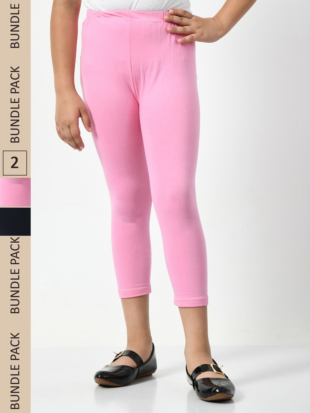 

BAESD Girls Pack Of 2 Skinny Fit Capris, Pink