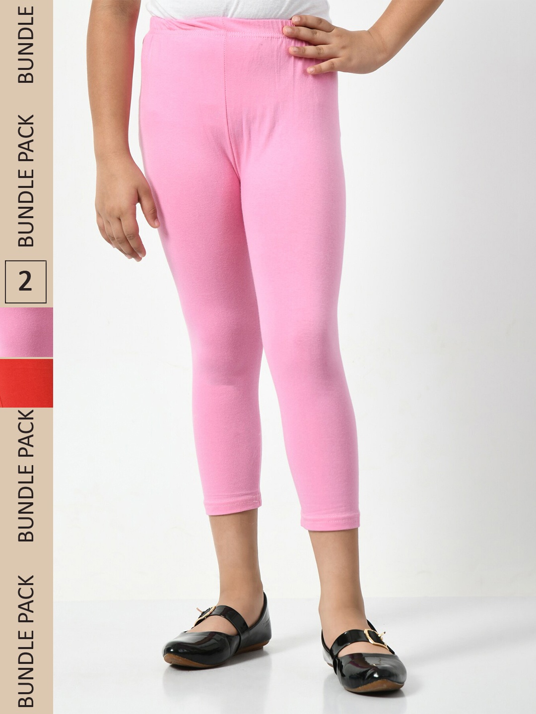 

BAESD Girls Pack Of 2 Skinny Fit Capris, Pink