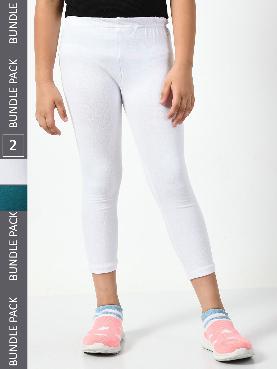 

BAESD Girls Pack of 2 High Rise Capris, White