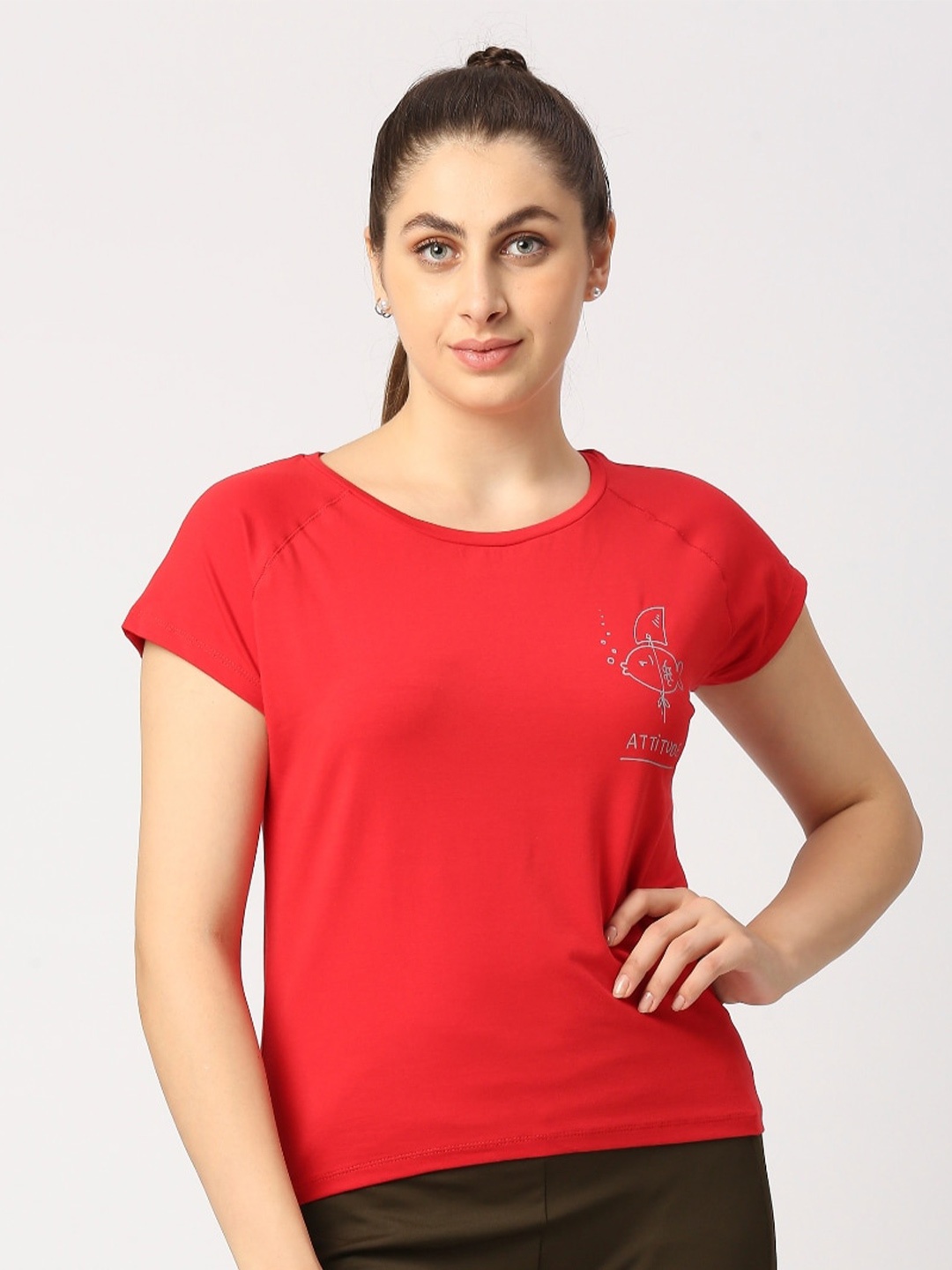 

Lovable Sport Round Neck Raglan Sleeves Relaxed Fit T-shirt, Red