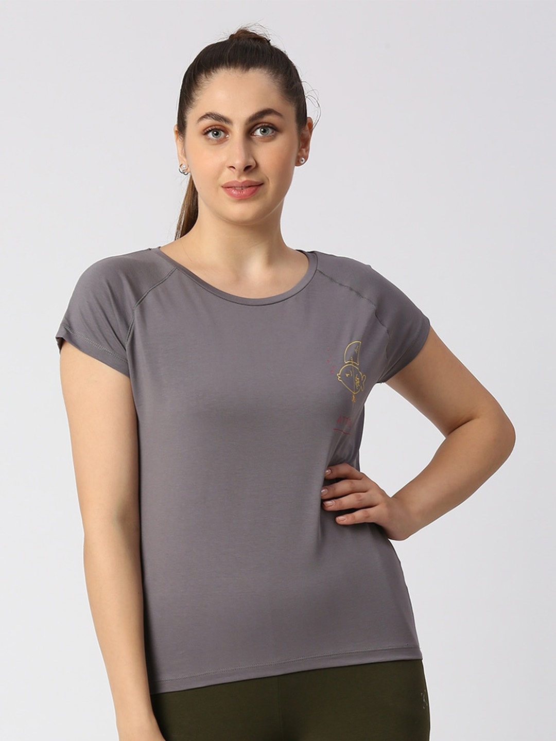 

Lovable Sport Round Neck Raglan Sleeves Relaxed Fit T-shirt, Grey